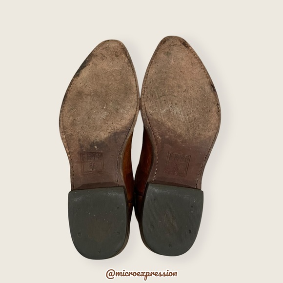 Frye Billy Short Pull On Cognac Brown Leather Southern Boho Cowboy Ankle Boot - Picture 12 of 14